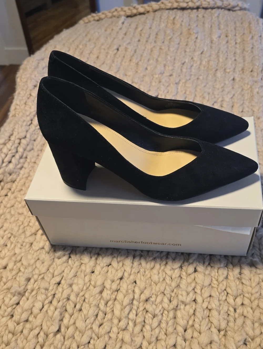 Marc Fisher Caitlin Black Suede Heels
